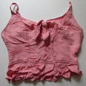 Women's Just The Girl Red & White Spaghetti Strap Crop Top Size Medium